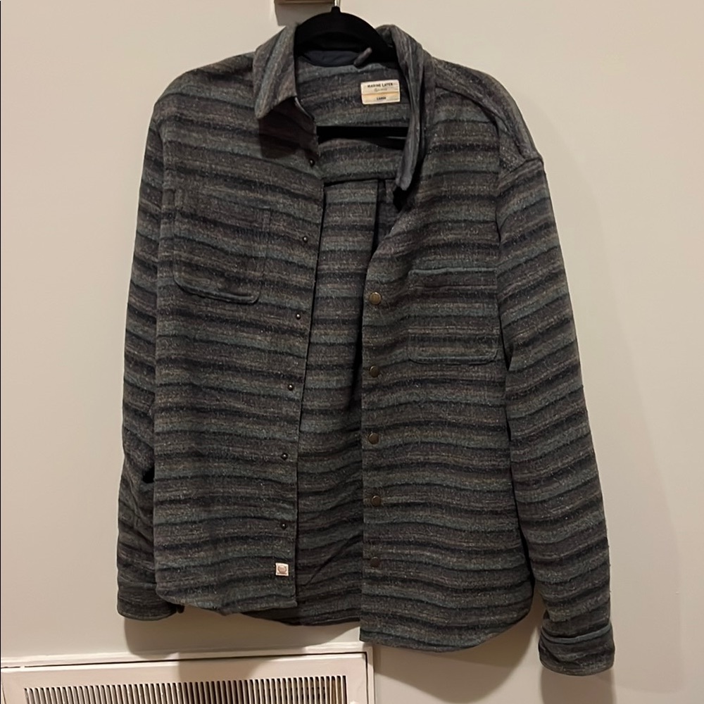 Gray Striped Button-Up Jacket